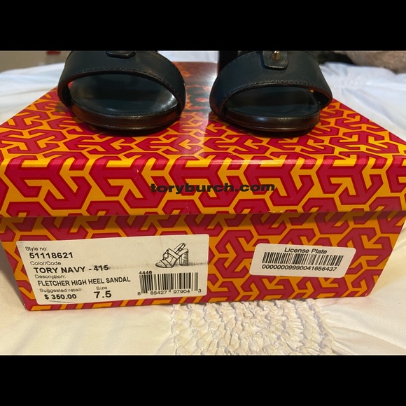 SOLD Tory Burch Fletcher Navy High Heel Sandal - Picture 6 of 7